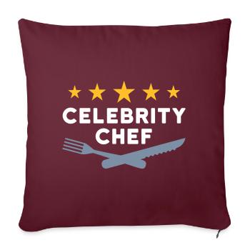Chef célèbre (cinq étoiles, fourchette, couteau) - Housse de coussin décorative 45 x 45 cm - bordeaux - Devant