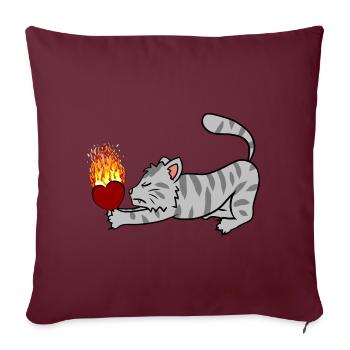 Coeur chat ardent Cher propriétaire de chat chat chat chat chat - Housse de coussin décorative 45 x 45 cm - bordeaux - Devant