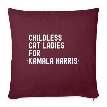 Dames chat sans enfant pour Kamala Harris 2024 - - Housse de coussin décorative 45 x 45 cm - bordeaux - Devant