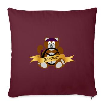 Nounours, ours, voiture, chauffeur, cool, grizzly, patte - Housse de coussin décorative 45 x 45 cm - bordeaux - Devant