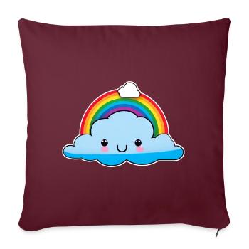 Nuage mignon avec arc-en-ciel - Housse de coussin décorative 45 x 45 cm - bordeaux - Devant
