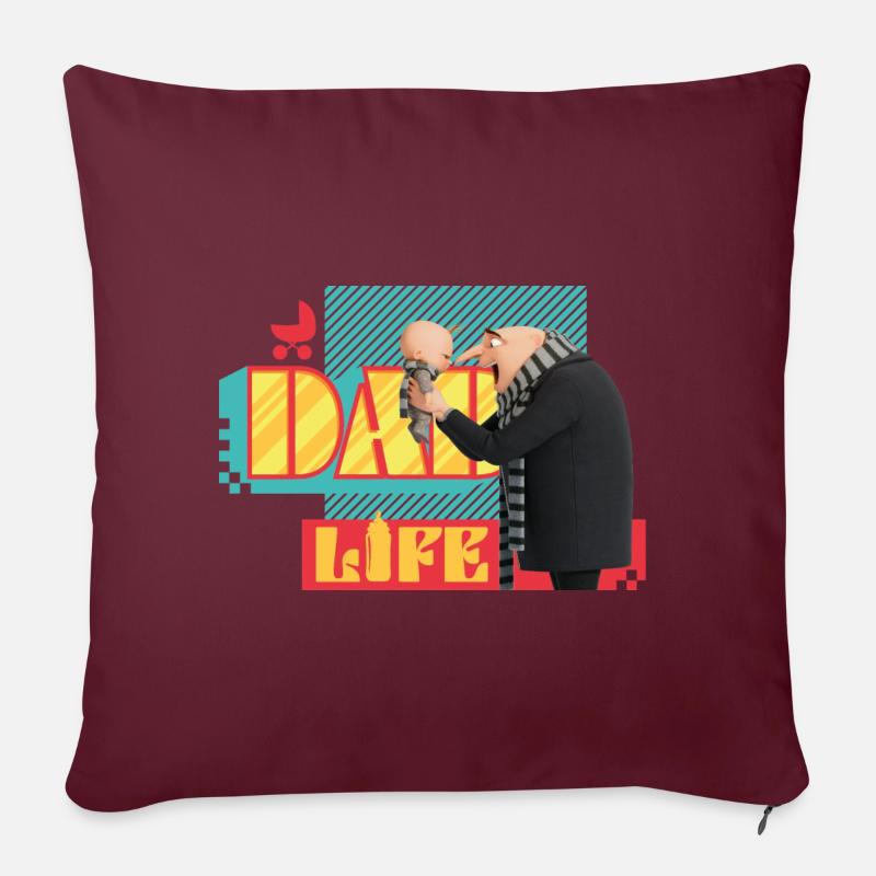 Minions Dad Life Gru Und Gru Junior - Sofakissenbezug 45 x 45 cm - Burgunderrot