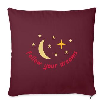 Suivez vos rêves (Lune, Étoiles) - Housse de coussin décorative 45 x 45 cm - bordeaux - Devant