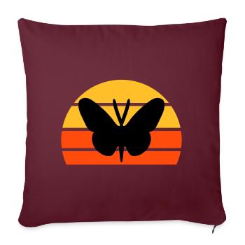 Schmetterling vor einer Halbsonne - Sofakissenbezug 45 x 45 cm - Burgunderrot - Vorne