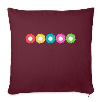 fleurs multicolore - Housse de coussin décorative 45 x 45 cm - bordeaux - Devant