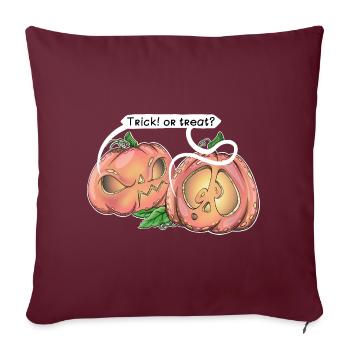 Deux mignonnes citrouilles qui disent Trick ! ou gâter ? - Housse de coussin décorative 45 x 45 cm - bordeaux - Devant