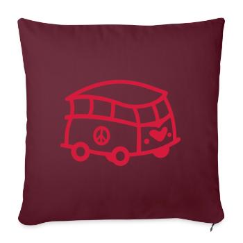 Bus - Love Peace - Sofakissenbezug 45 x 45 cm - Burgunderrot - Vorne