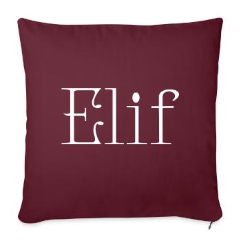 Elif - nom turc en blanc - Housse de coussin décorative 45 x 45 cm - bordeaux - Devant