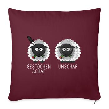Schaf Unschaf Gestochen Schaf Schafe Brillenträger - Sofakissenbezug 45 x 45 cm - Burgunderrot - Vorne