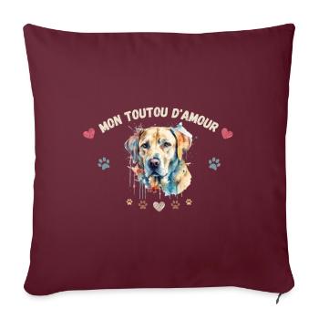 Mon toutou d'amour G1 WE - Housse de coussin décorative 45 x 45 cm - bordeaux - Devant