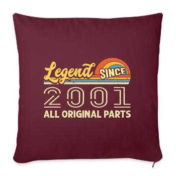 Légendaire depuis 2001 Anniversaire 2001 Millésime 2001 - Housse de coussin décorative 45 x 45 cm - bordeaux - Devant