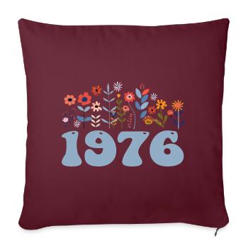 1976 Blumenmuster 1976 Blumen-thema Blumen 1976 - Sofakissenbezug 45 x 45 cm - Burgunderrot - Vorne
