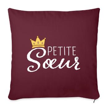 Petite sœur sœur filles françaises - Housse de coussin décorative 45 x 45 cm - bordeaux - Devant