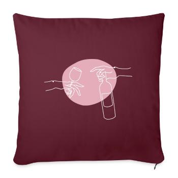Bouteille de vin et verre à vin graphique - Housse de coussin décorative 45 x 45 cm - bordeaux - Devant