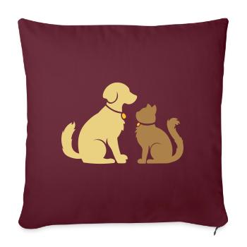 Sweet animaux amis - chien et chat - chien et chat - Housse de coussin décorative 45 x 45 cm - bordeaux - Devant