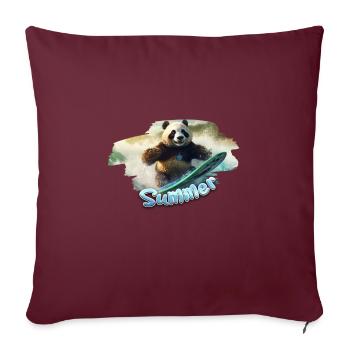 Summer Panda Surfing - Sofakissenbezug 45 x 45 cm - Burgunderrot - Vorne