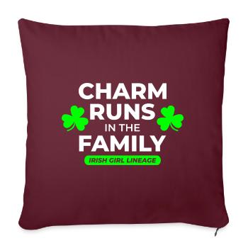 Lignée de fille irlandaise : Charme de famille St Patricks jour - Housse de coussin décorative 45 x 45 cm - bordeaux - Devant