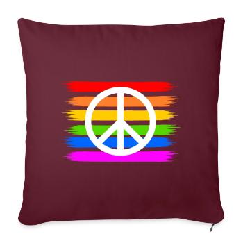 Signe de paix de paix sur le drapeau arc-en-ciel arc-en-ciel - Housse de coussin décorative 45 x 45 cm - bordeaux - Devant