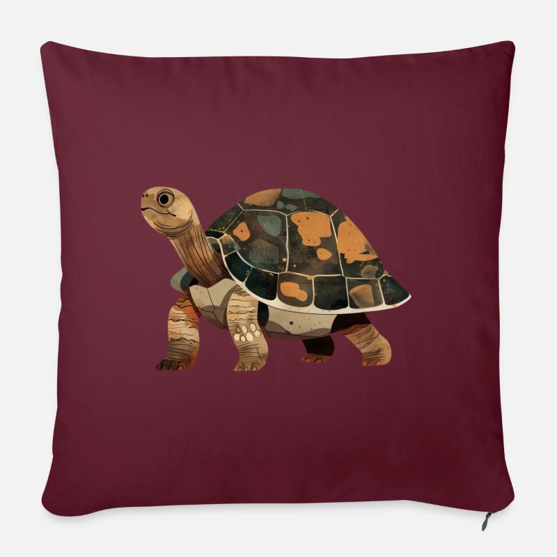 Tortue - Housse de coussin décorative 45 x 45 cm - bordeaux
