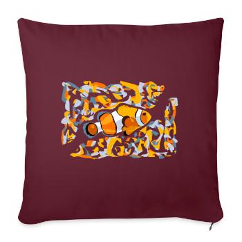 Poisson clown némo fond océean orange jaune - Housse de coussin décorative 45 x 45 cm - bordeaux - Devant