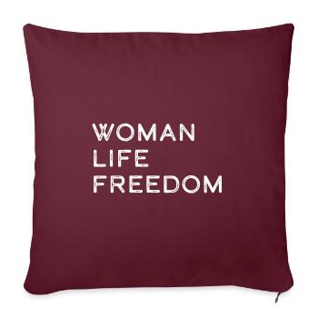 Woman life freedom Soutien aux femmes iraniennes - Housse de coussin décorative 45 x 45 cm - bordeaux - Devant
