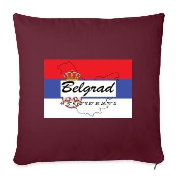 Belgrad - Hauptstadt mit GPS & Flagge - Sofakissenbezug 45 x 45 cm - Burgunderrot - Vorne