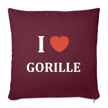 i love Gorille - Housse de coussin décorative 45 x 45 cm - bordeaux - Devant
