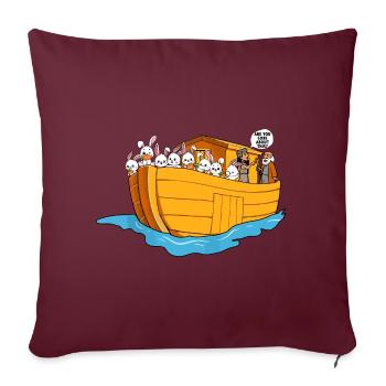Noah Arche Boot Hasen - Sofakissenbezug 45 x 45 cm - Burgunderrot - Vorne