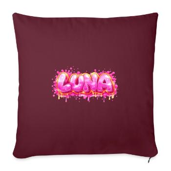 LUNA GRAFFITI NAME FOR PERFECT GIFT PRINTABLE - Sofa pillowcase 17,3'' x 17,3'' (45 x 45 cm) - burgundy - Front