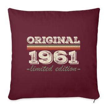 Légende depuis 1961 Né en 1961 Anniversaire 1961 - Housse de coussin décorative 45 x 45 cm - bordeaux - Devant
