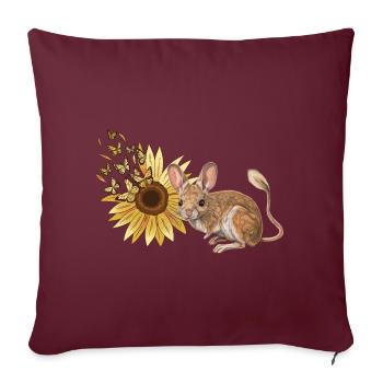 Chinchilla rongeur fleur fantaisie papillon - Housse de coussin décorative 45 x 45 cm - bordeaux - Devant