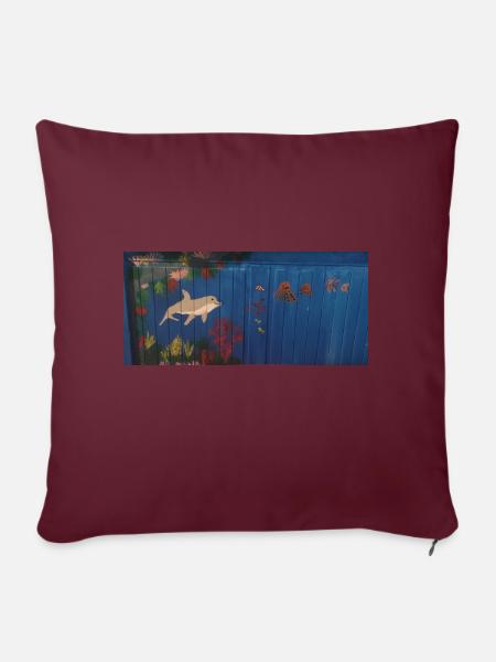 delfin im riff - Sofakissenbezug 45 x 45 cm - Burgunderrot