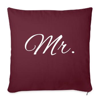 Chemises partenaires « M. & Mme » blanches - Housse de coussin décorative 45 x 45 cm - bordeaux - Devant