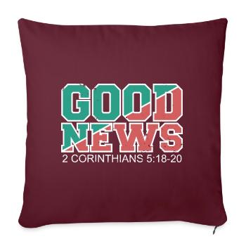 BONNES NOUVELLES Verset biblique Évangile - Housse de coussin décorative 45 x 45 cm - bordeaux - Devant
