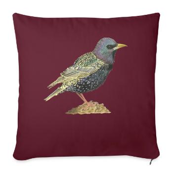 Étourneau sansonnet - Housse de coussin décorative 45 x 45 cm - bordeaux - Devant