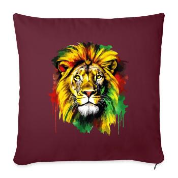 Löwe Jamaica Farben Reggae Rasta Rastafari Tier - Sofakissenbezug 45 x 45 cm - Burgunderrot - Vorne