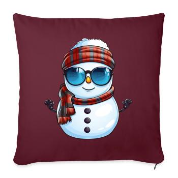 Cooler Schneemann mit Sonnenbrille Winter Design - Sofakissenbezug 45 x 45 cm - Burgunderrot - Vorne