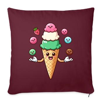 Crème glacée Crème glacée Cornet Kawaii Funny Summer Sundae - Housse de coussin décorative 45 x 45 cm - bordeaux - Devant