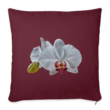 Weiße Orchideen Blüten - Sofakissenbezug 45 x 45 cm - Burgunderrot - Vorne