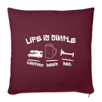 CAMPING BEER BED ! LIFE IS SO SIMPLE ! CAMPING FUN - Housse de coussin décorative 45 x 45 cm - bordeaux - Devant