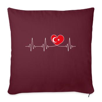 Herzschlag Türkei Heimatliebe stolzer Türke Flagge - Sofakissenbezug 45 x 45 cm - Burgunderrot - Vorne