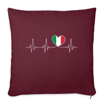 Cœur Italie Amour de la patrie fier drapeau italien - Housse de coussin décorative 45 x 45 cm - bordeaux - Devant