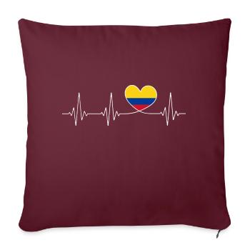 Cœur Colombie Patrie Drapeau colombien - Housse de coussin décorative 45 x 45 cm - bordeaux - Devant