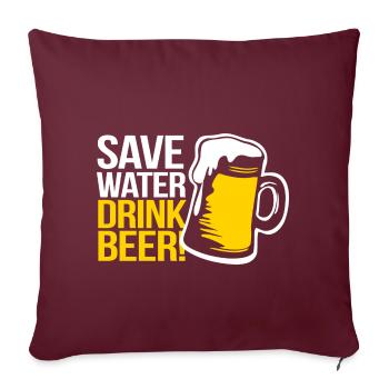 ÉCONOMISEZ DE L'EAU BOIRE DE LA BIERE SPORTS DE BOISSON VENTILATEUR T-SHIRT - Housse de coussin décorative 45 x 45 cm - bordeaux - Devant