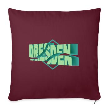 Dresde Allemagne Ville 3D Font Skyline - Housse de coussin décorative 45 x 45 cm - bordeaux - Devant
