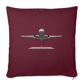 Pilot Aviation Airplane - Flughafen-Start- und Landebahnflugzeug - Sofakissenbezug 45 x 45 cm - Burgunderrot - Vorne