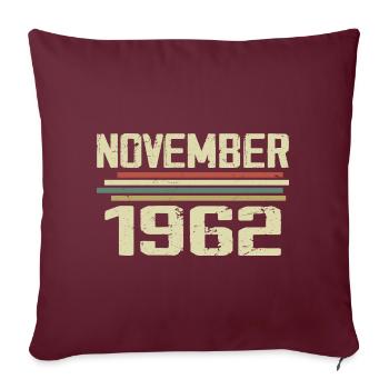 Millésime Novembre 1962 Vintage Rétro Novembre 1962 - Housse de coussin décorative 45 x 45 cm - bordeaux - Devant