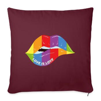 L'amour est l'amour - Kiss - Housse de coussin décorative 45 x 45 cm - bordeaux - Devant