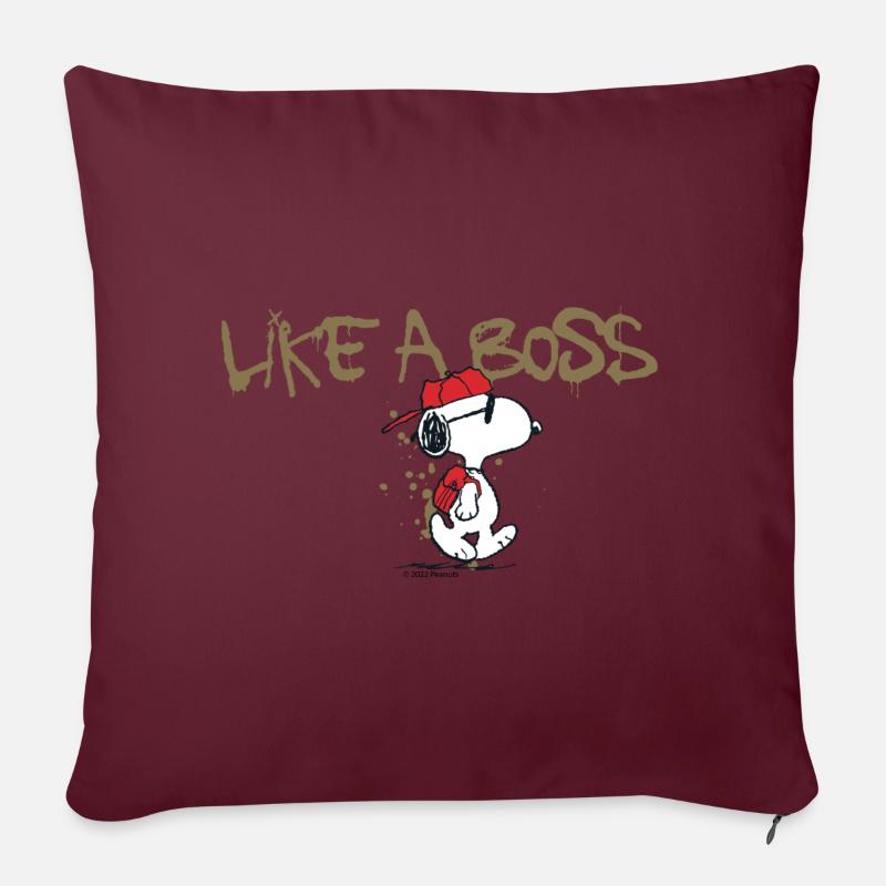 Peanuts Snoopy Like A Boss - Sofa pillowcase 17,3'' x 17,3'' (45 x 45 cm) - burgundy
