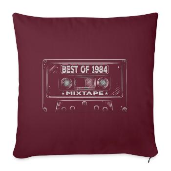 1984 Birthday Mixtape Cassette Retro - Housse de coussin décorative 45 x 45 cm - bordeaux - Devant